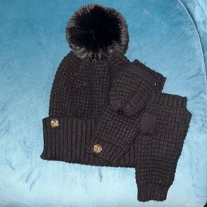 What is Michael Kors beanie with matching mittens